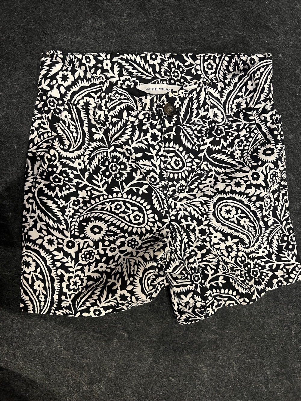 Janie and Jack Black & White Paisley Print Shorts